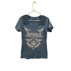 Affliction Shirt Women Size Large Y2K Studded Rhinestone